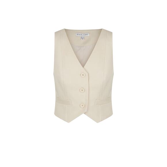 Shona Joy 'Sara' Beige Tencel Lyocell Tailored Fitted Vest Size 8